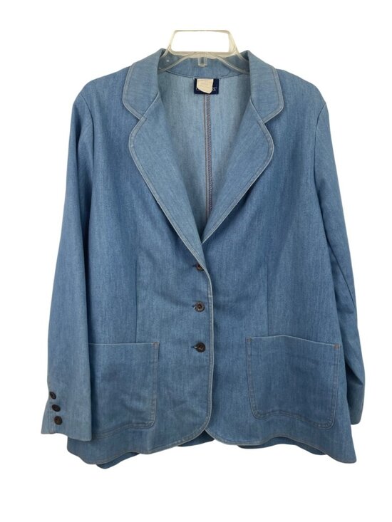 Koret Jackets & Blazers - Vintage Koret City Blues Denim Blazer Two Button Pockets Womens Size 12 (42)